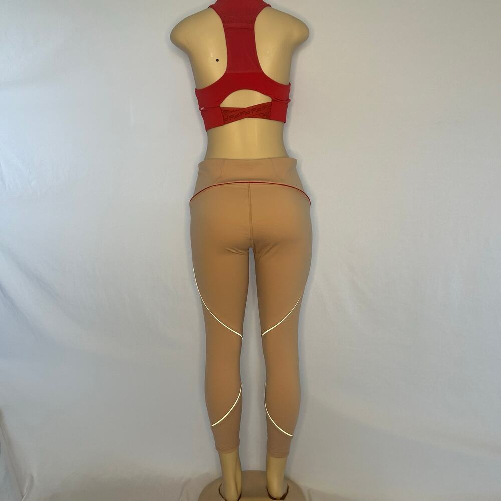 Motion365 Fabletics 2-Piece Activewear Set Pink Leggings Red Sports Bra M